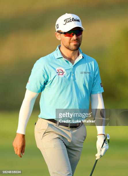David Ravetto of France looks on after playing his second shot on the 18th hole during day two of the Investec South African Open Championship at...