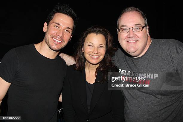 Kristoffer Cusick, Fran Drescher and Blake Hammond pose backstage at "First Date" on Broadway at The Lyceum Theater on September 29, 2013 in New York...