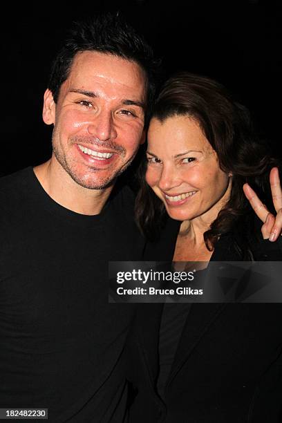 Kristoffer Cusick and Fran Drescher pose backstage at "First Date" on Broadway at The Lyceum Theater on September 29, 2013 in New York City.