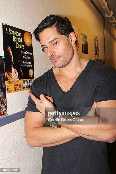 Joe Manganiello poses backstage at "Steetcar Named Desire" at Yale Repertory Theater on September 29, 2013 in New Haven Connecticut.