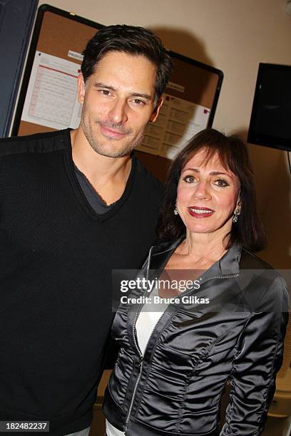 Joe Manganiello and mom Susan Manganiello pose backstage at "Steetcar Named Desire" at Yale Repertory Theater on September 29, 2013 in New Haven...