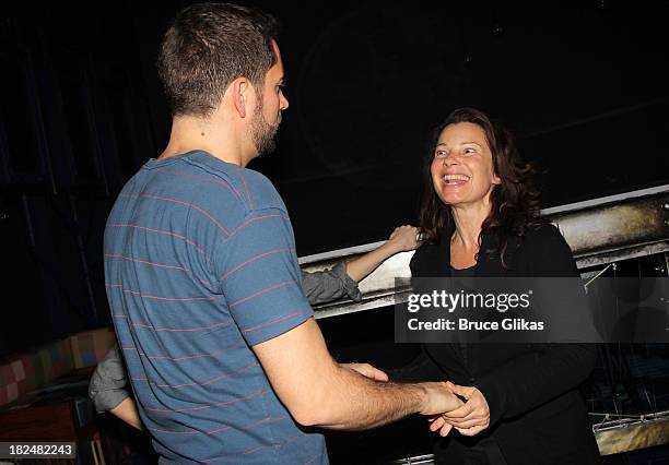 Zachary Levi and Fran Drescher backstage at "First Date" on Broadway at The Lyceum Theater on September 29, 2013 in New York City.