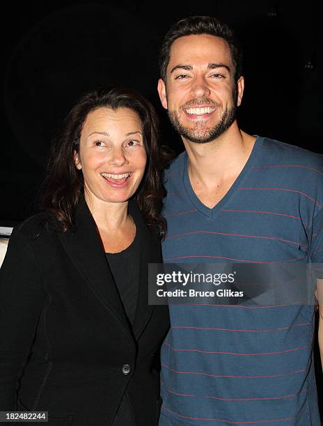 Fran Drescher and Zachary Levi pose backstage at "First Date" on Broadway at The Lyceum Theater on September 29, 2013 in New York City.