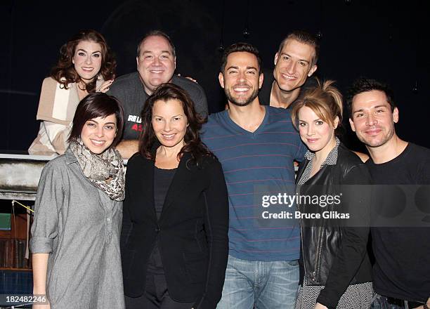 Fran Drescher poses with the cast backstage at "First Date" on Broadway at The Lyceum Theater on September 29, 2013 in New York City.