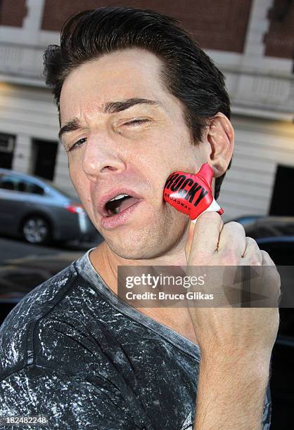 Andy Karl poses at The August Wilson Theater on September 29, 2013 in New York City.