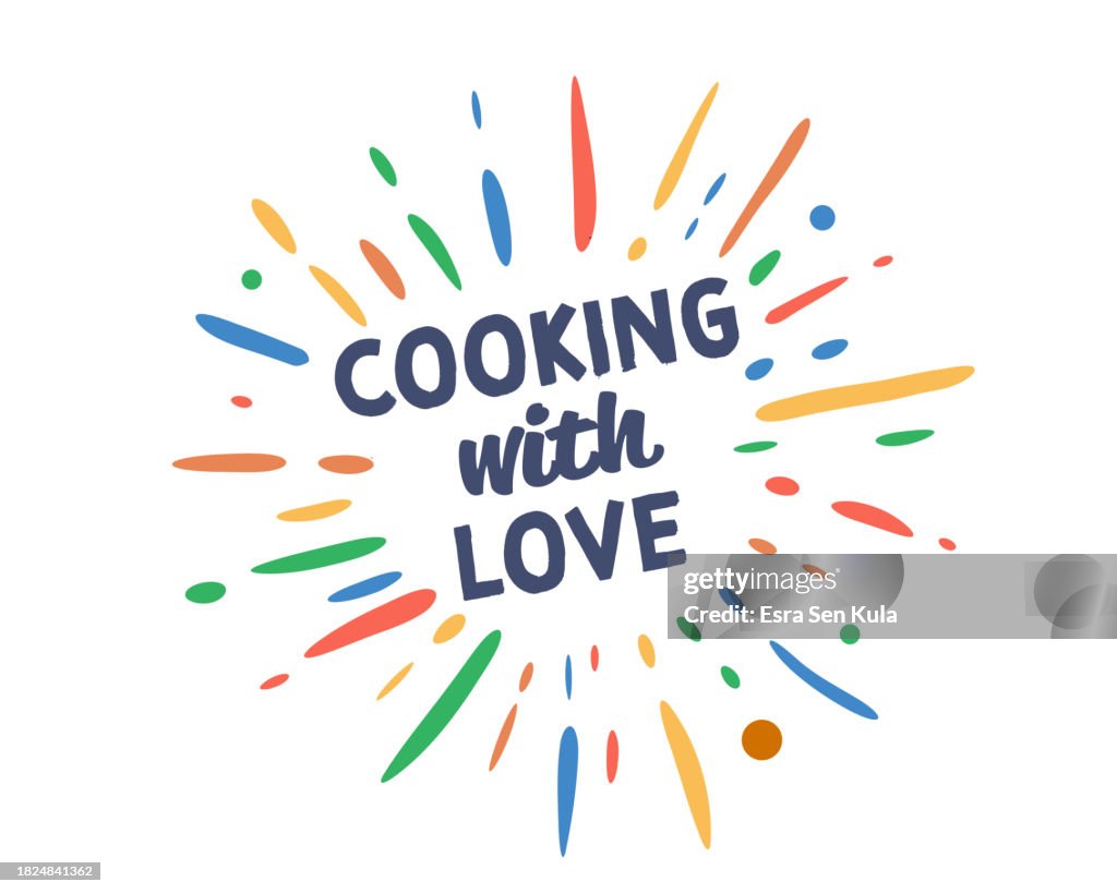 Firework Cooking Cooking With Love Text With Vector Firework Burst High-Res Vector ...