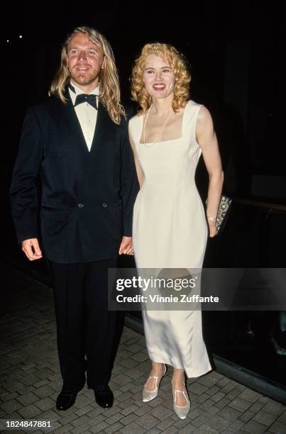 Finnish film director Renny Harlin and American actress Geena Davis attend the inaugural NAACP Unity Dinner, held at the Bonaventure Hotel in Los...