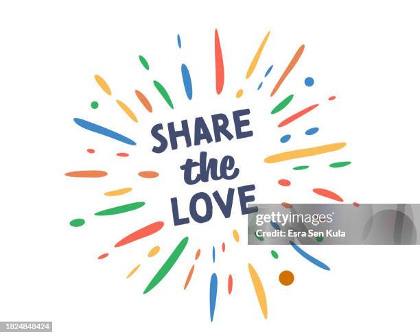 share the love text with vector firework burst - liquid foundation stock illustrations