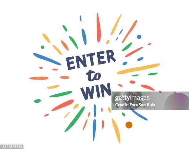 enter to win text with vector firework burst - enter to win stock illustrations