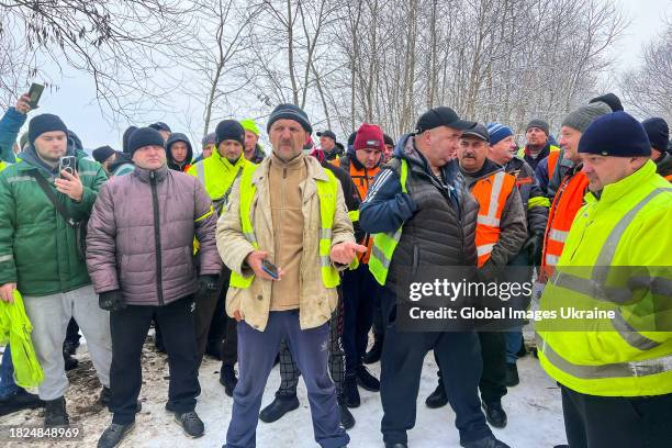 Ukrainian truck drivers, blocked by Polish protesters near the Polish Ukrainian border crossing Korczowa, announce a hunger strike on December 1,...