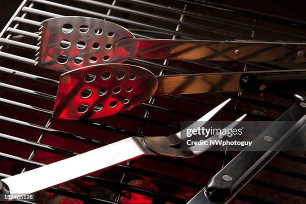 barbecue tools - tongs work tool stock pictures, royalty-free photos & images