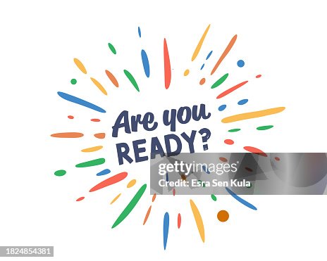 Are You Ready? text with vector firework burst Are You Ready? text with vector firework burst