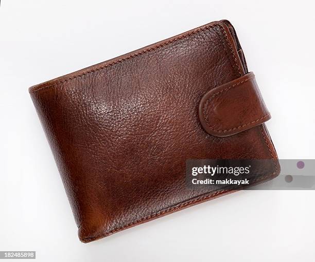 brieftasche aus leder - brown purse stock-fotos und bilder