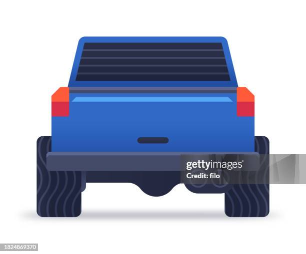 pickup truck tailgate rear view - truck rear view stock illustrations