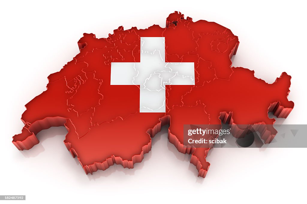 Schweiz Karte mit Flagge
