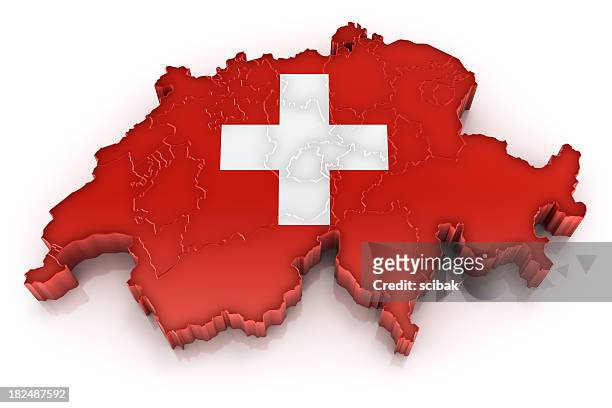 schweiz karte mit flagge - switzerland map stock-fotos und bilder