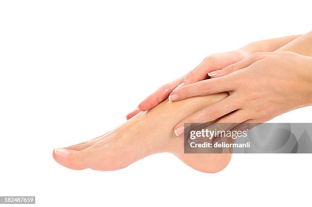 macchie di footcare (panna - pedicure foto e immagini stock
