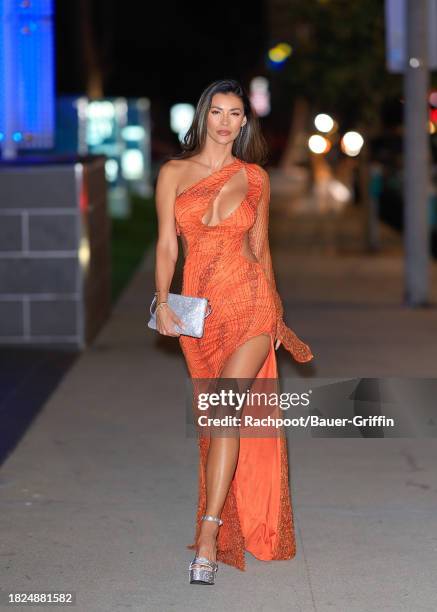 Tiffany Keller is seen arriving to The Abyss by Abby event at Boas Steakhouse in West Hollywood on December 04, 2023 in Los Angeles, California.