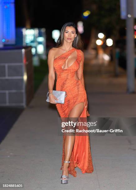 Tiffany Keller is seen arriving to The Abyss by Abby event at Boas Steakhouse in West Hollywood on December 04, 2023 in Los Angeles, California.