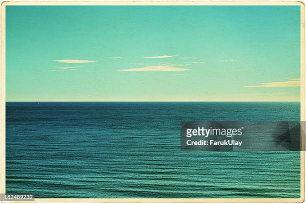 retro seascape postcard - ansicht stockfoto's en -beelden