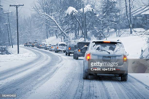 winter driving in snow - weather stock pictures, royalty-free photos & images