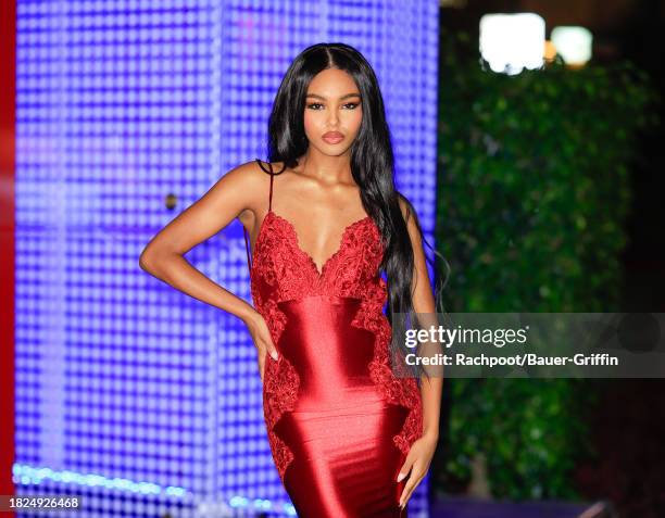 Timani Reid is seen arriving to The Abyss by Abby event at Boas Steakhouse in West Hollywood on December 04, 2023 in Los Angeles, California.