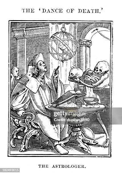 ilustrações, clipart, desenhos animados e ícones de o astrólogo de dança da morte - 16th century style