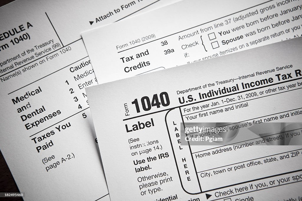 Financial IRS tax return forms