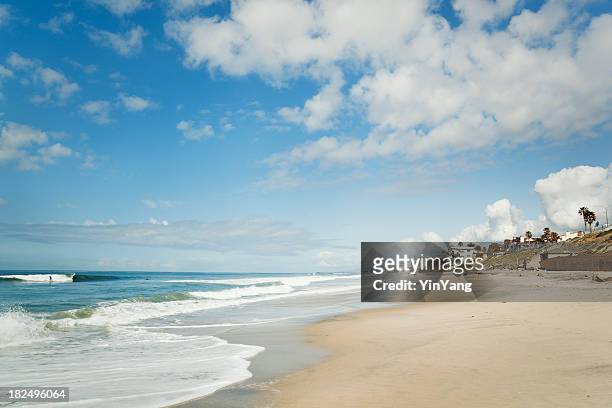 beach at carlsbad, san diego, california—coastline for tourist vacations - california seascape stock pictures, royalty-free photos & images