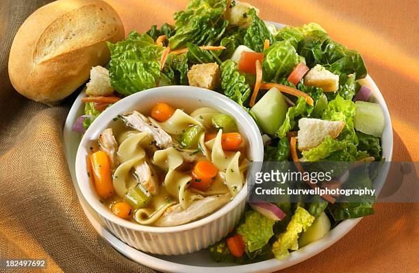 soup and salad - soup stock pictures, royalty-free photos & images