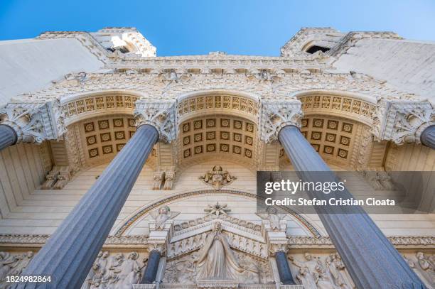 basilica of notre-dame de fourvière - lyon, france - basilika-notre-dame-de-fourvière stock-fotos und bilder