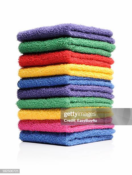 colorful towels - folded towels stock pictures, royalty-free photos & images