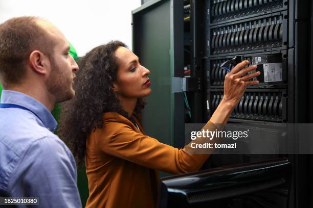 Drive Through Server Changing Drive In Server Installation In Large Datacenter High-Res ...