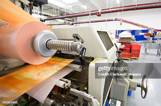 modern food factory production line - wrapping machine stock pictures, royalty-free photos & images