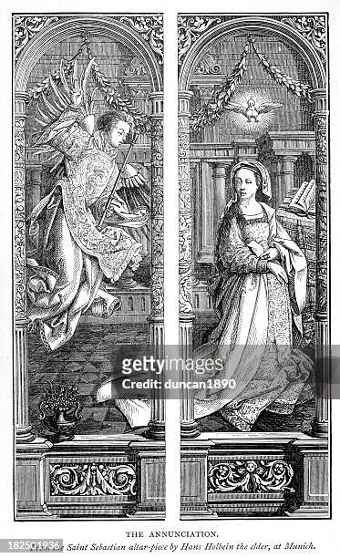 the annunciation - archangel gabriel stock illustrations