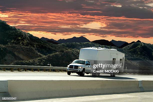 road trip sunset - campervan stock pictures, royalty-free photos & images