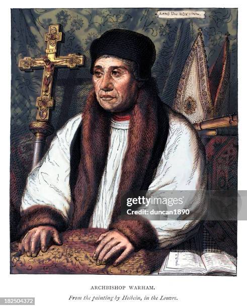 ilustrações, clipart, desenhos animados e ícones de arcebispo de canterbury william warham - retrato artístico