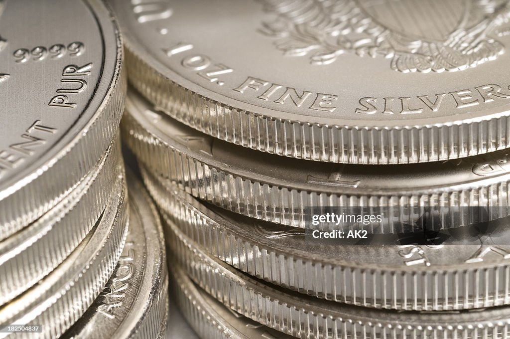 Piles of silver coins