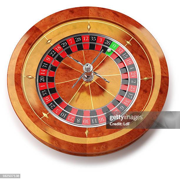 roulette wheel isolated on white - roulette stock pictures, royalty-free photos & images