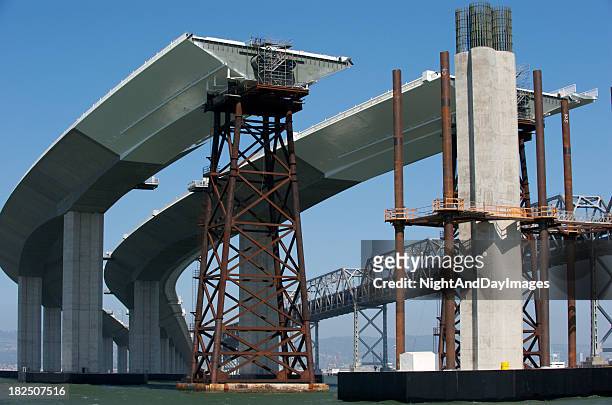 construction of new bay bridge - bridge built structure stock pictures, royalty-free photos & images