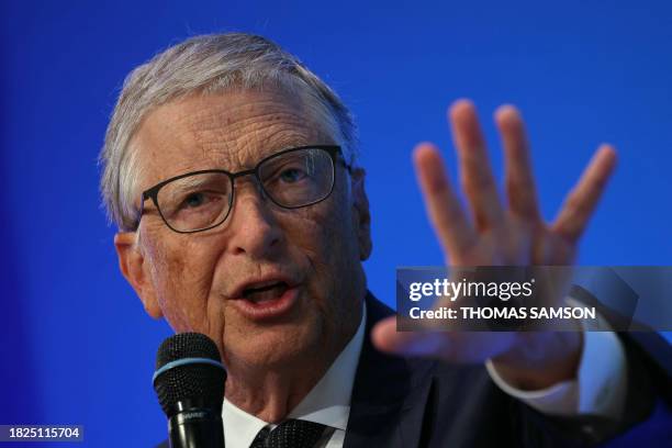 Microsoft co-founder and Bill & Melinda Gates Foundation Co-Chair, Bill Gates, attend the 3rd edition of the "Rendez-Vous de Bercy" on the topic of...