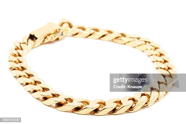 gold chain on white background - bracelet stockfoto's en -beelden