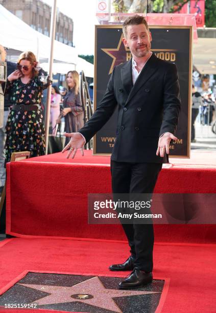 Macaulay Culkin attends the ceremony honoring Macaulay Culkin with a Star on the Hollywood Walk of Fame on December 01, 2023 in Hollywood, California.