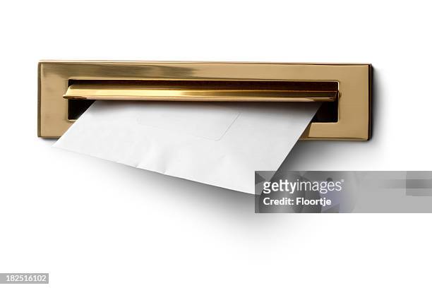 objects: mailbox with letter - mail letter stock pictures, royalty-free photos & images