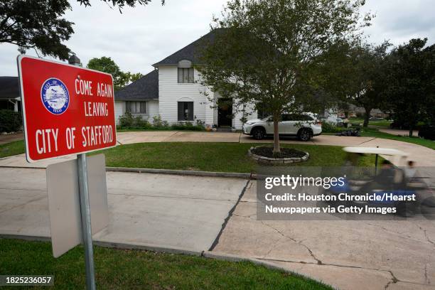 The condition of the street on Longview Dr. In the Sugar Creek subdivision changes from Sugar Land to Stafford shown Tuesday, Nov. 14 in Stafford....