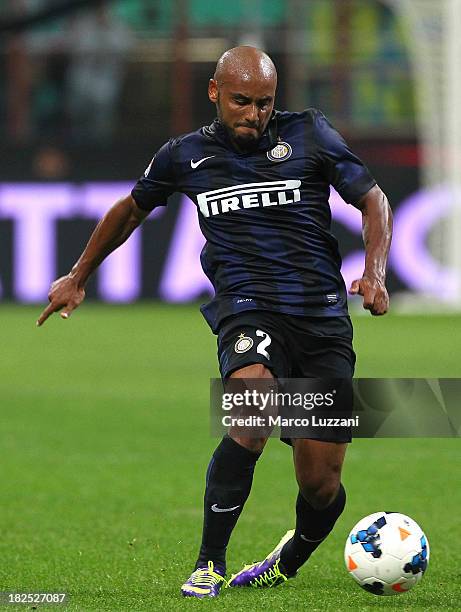 Cicero Moreira Jonathan of FC Internazionale Milano in action during the Serie A match between FC Internazionale Milano and ACF Fiorentina at...