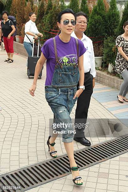 Actress Carina Lau attends public activity held by Hong Kong Anti-cancer Society on Sunday Sep 29,2013 in Hong Kong,China.