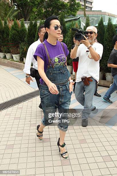 Actress Carina Lau attends public activity held by Hong Kong Anti-cancer Society on Sunday Sep 29,2013 in Hong Kong,China.