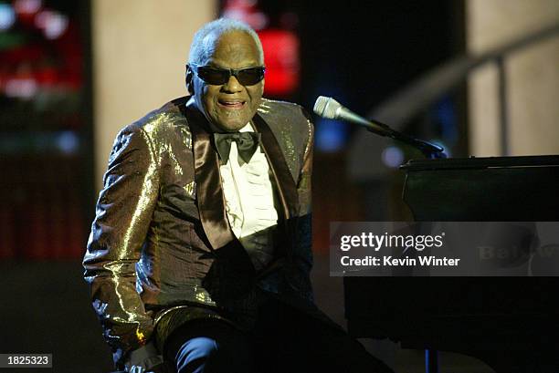 Singer Ray Charles performs during the TV Land Awards 2003 at the Hollywood Palladium on March 2, 2003 in Hollywood, California.
