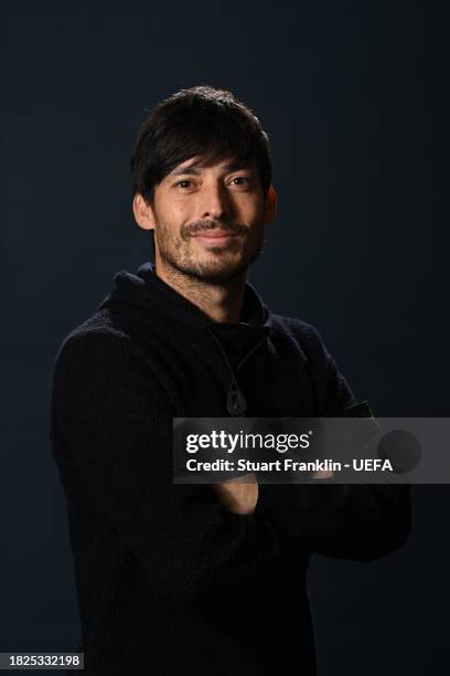 Guest David Silva of Spain poses for a picture ahead of the UEFA EURO 2024 Final Tournament Draw at the Atlantic hotel on December 01, 2023 in...